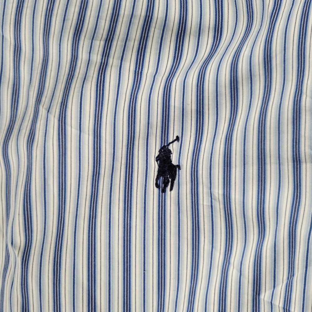 Polo Ralph Lauren Button Down Shirt Mens XL Blue White Striped Long Sleeve - Picture 3 of 10